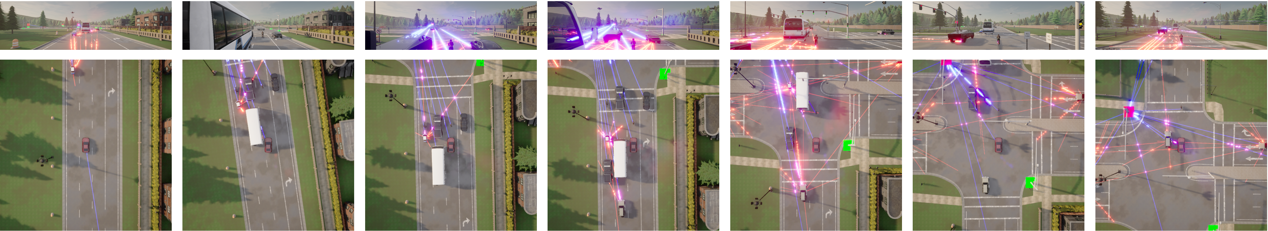 Dense, high-conflict traffic at a signalized intersection