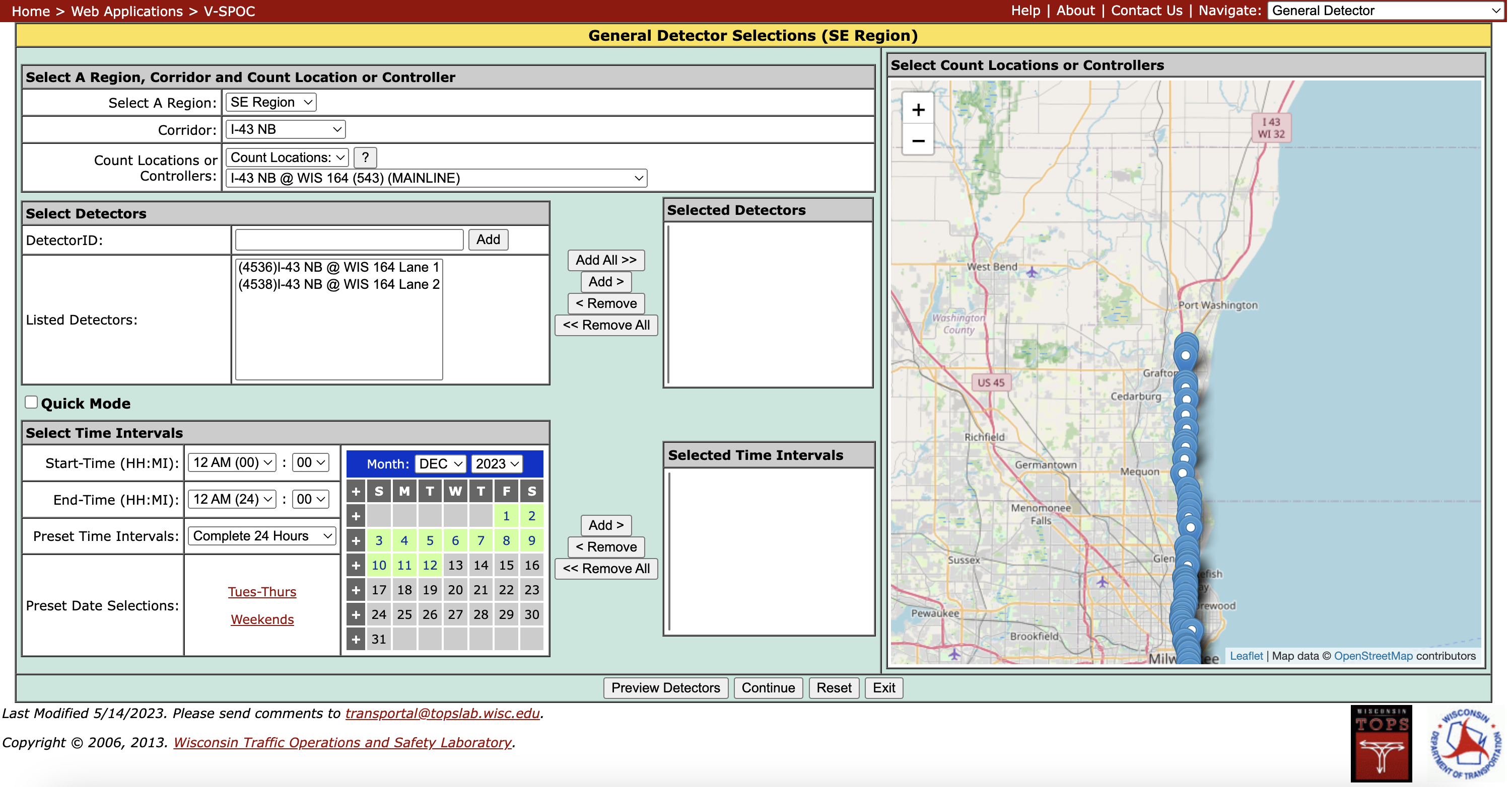 Enhancement of WisTransPortal V-SPOC Database and Web Application